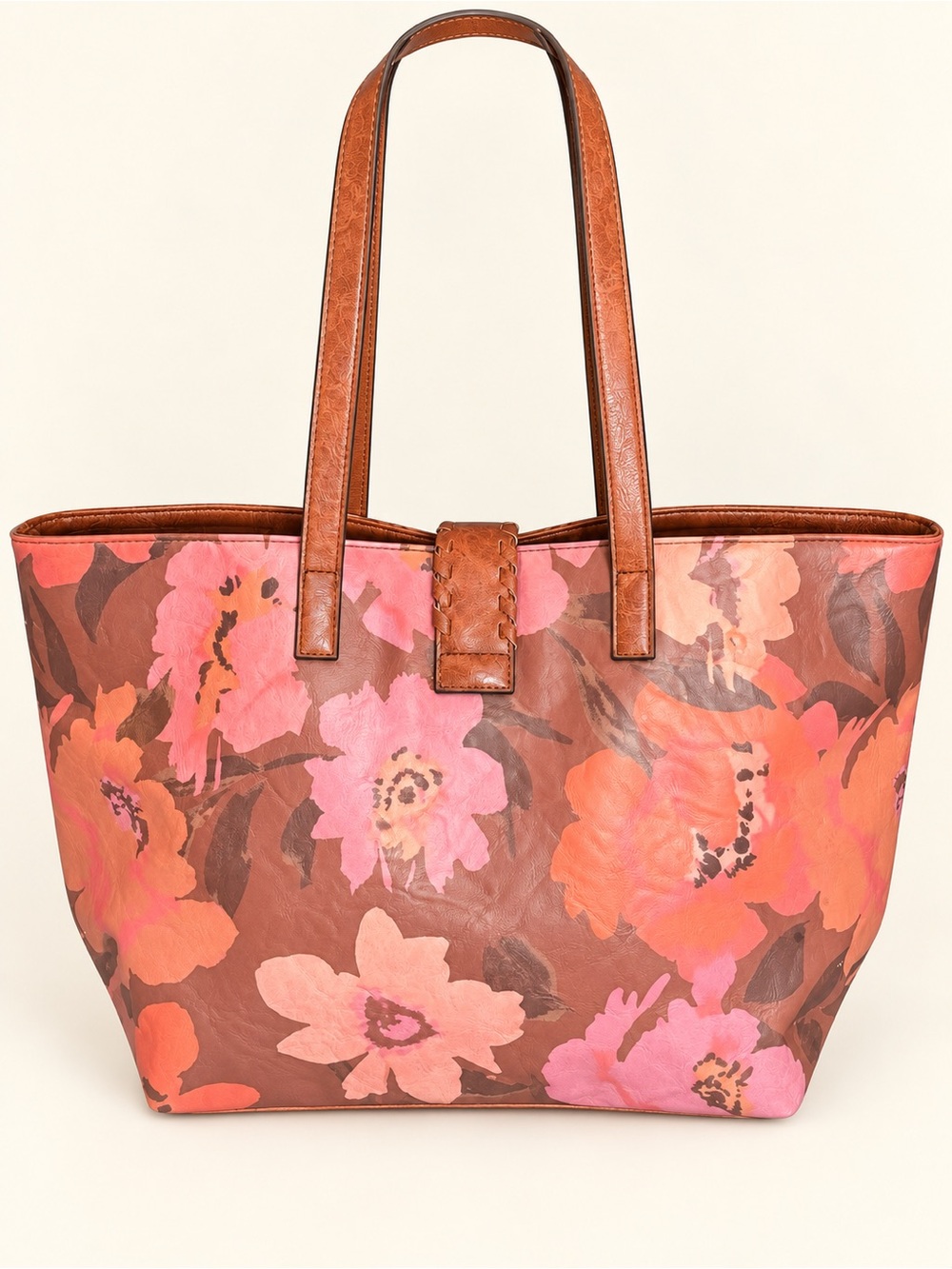 The Pioneer Woman Pink & Brown Floral Leather Tote - Picture 2 of 7